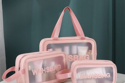 Pvc transparent makeup bag leather wash bag (6)